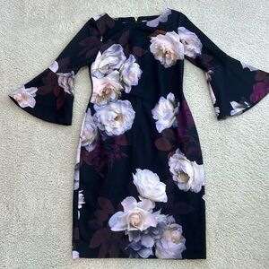 Calvin Klein Floral Bell Sleeve Dress,4